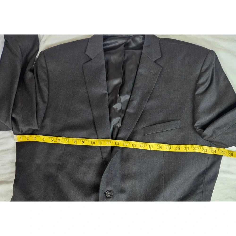 Calvin Klein‎ Mens 48R Blazer Charcoal Gray 100% Wool 2 Button Suit Jacket 48 R